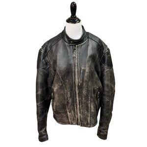 River Road Vintage Men's Size 44 Leather Motorcycle Jacket Heavy Wear Biker